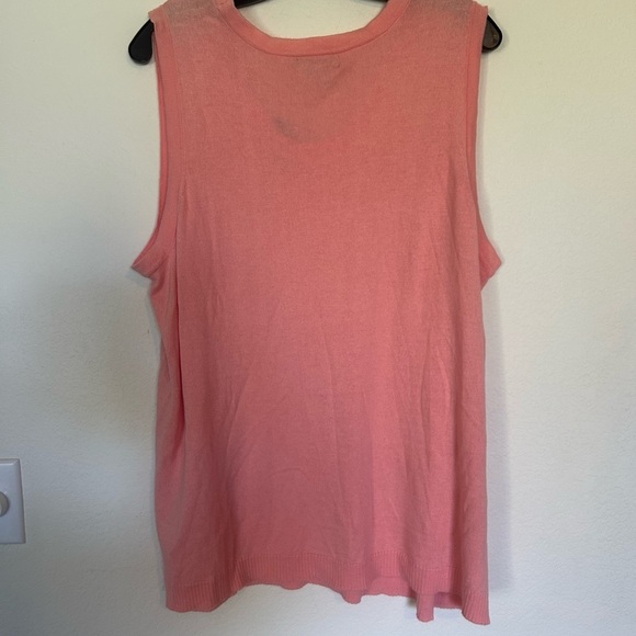 NWT Laura Scott Sleeveless Solid Pink Round Neck Pullover Sweater Too 2X - Picture 2 of 10